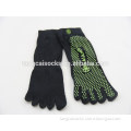 YS-66 Black Yoga Socks,Green Rubber,Five Toe Ankle Women Anti-slip Socks from Socks Manufacturer